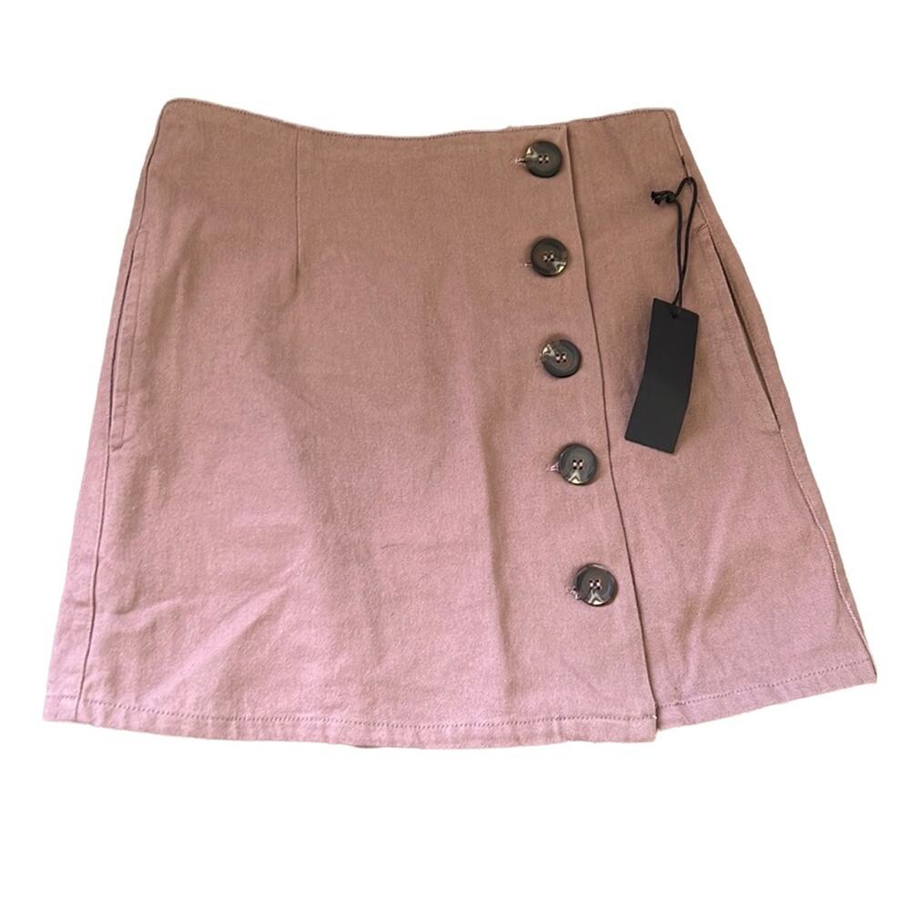 Chloe & Katie Tan Brown Tortoise Button Down Mini Skirt